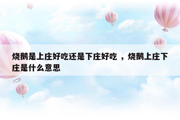 烧鹅是上庄好吃还是下庄好吃烧鹅上庄下庄是什么意思(上庄和下庄什么意思)