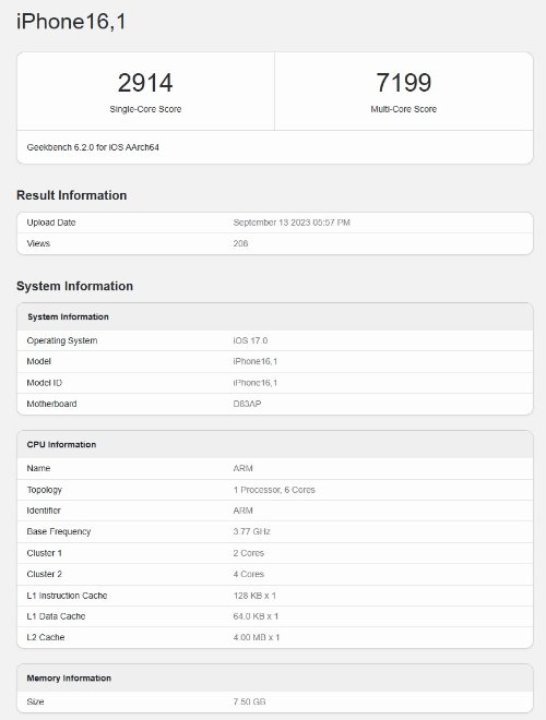 iPhone15Pro芯片勉强击败A16 单核结果仅提高10%