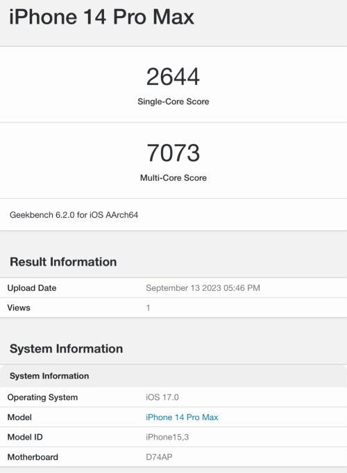 iPhone15Pro芯片勉强击败A16 单核结果仅提高10%