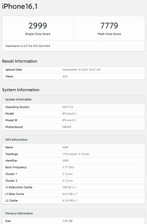 iPhone15 Pro系列最新跑分破纪录：单核提升13.5%