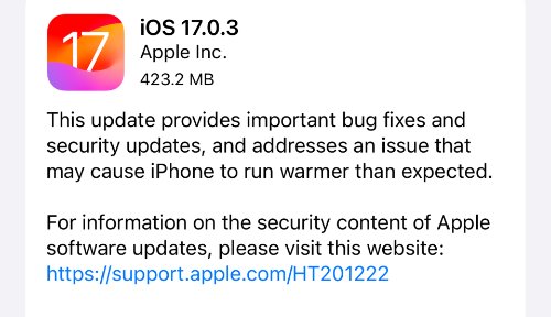 iOS17新版本上线 修复iPhone15Pro过热问题