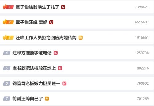 汪峰章子怡离婚登热搜 网友:终于抢到热搜了
