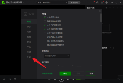 爱奇艺万能播放器怎么开启自动关联文件功能