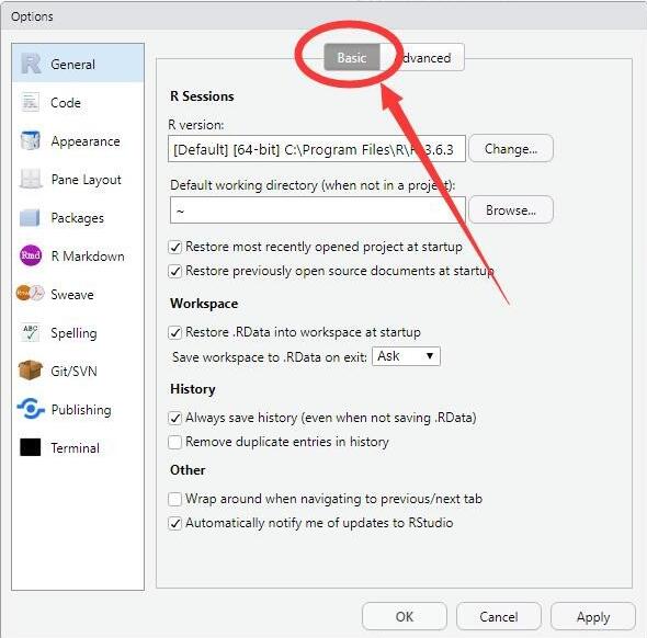rstudio的默认工作空间