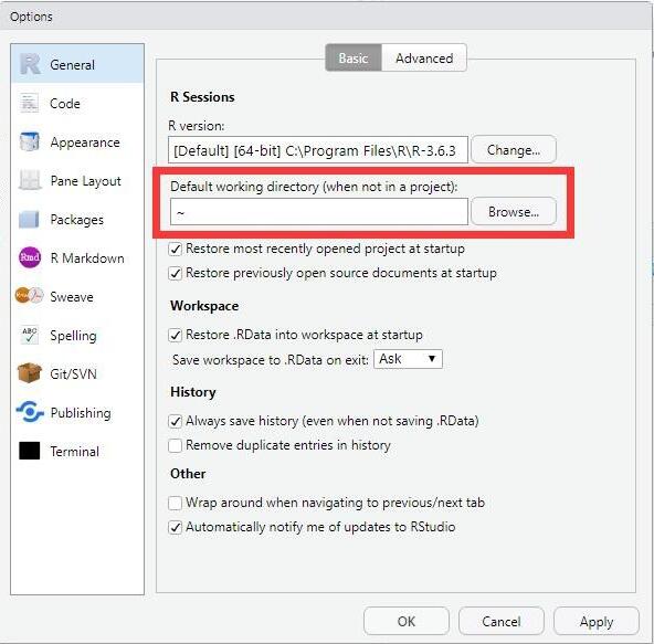 rstudio的默认工作空间