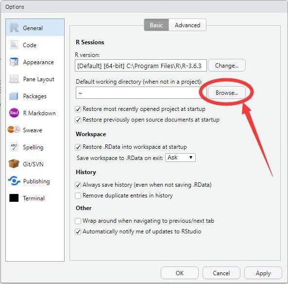 rstudio的默认工作空间