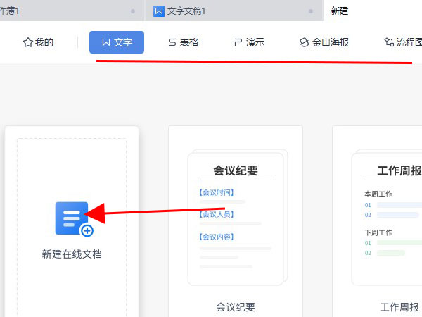 wps新建在线文档和文档区别